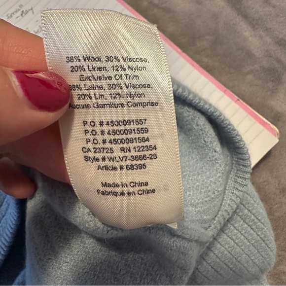 Wilfred Free Aritzia Blue Ribbed Cropped Sweater Wool Blend Size XXS Women’s - Picture 9 of 9